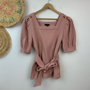 NWT Anthropologie pink square neck top